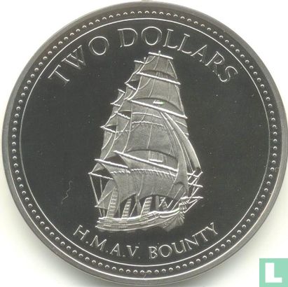 Pitcairneilanden 2 dollars 2010 (PROOF) "Sailing ship HMAV Bounty" - Afbeelding 2