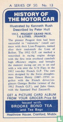 1912. Peugeot Grand Prix, 7.6 litres. (France) - Bild 2