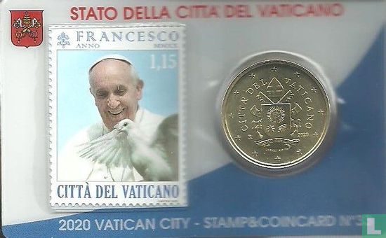 Vatican 50 cent 2020 (stamp & coincard n°33) - Image 1