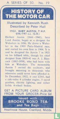 1922. Baby Austin, 7 H.P. 696/747 c.c. (G.B.) - Image 2