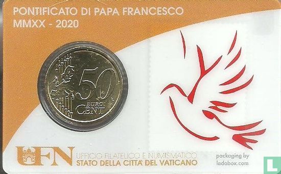 Vatican 50 cent 2020 (stamp & coincard n°32) - Image 2