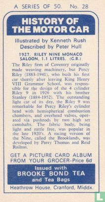 1927. Riley Nine Monaco Saloon, 1.1 litres (G.B.) - Afbeelding 2