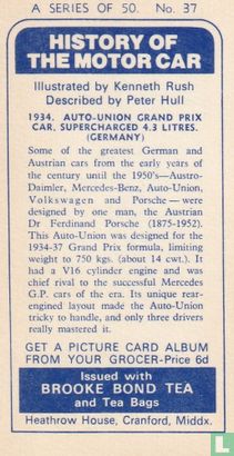 1934. Auto-Union Grand Prix car, Supercharged 4.3 litres. (Germany) - Afbeelding 2