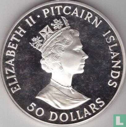 Pitcairneilanden 50 dollars 1990 (PROOF) "200th anniversary First settlement on Pitcairn Islands" - Afbeelding 2