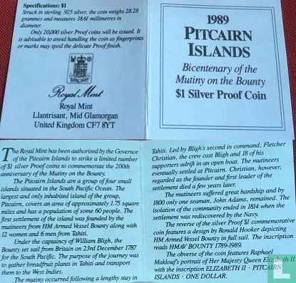 Pitcairneilanden 1 dollar 1989 (PROOF) "Bicentenary of the mutiny on the Bounty" - Afbeelding 3