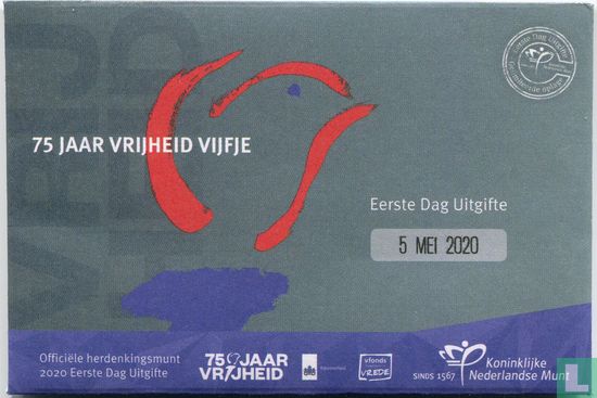 Netherlands 5 euro 2020 (coincard - first day of issue) "75 years of freedom in Europe" - Image 3