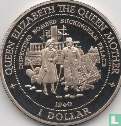Nauru 1 dollar 1996 (PROOF) "Queen Mother inspecting bombed Buckingham Palace" - Image 2