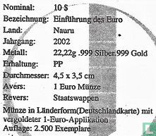 Nauru 10 dollars 2002 (PROOF) "First issue of the Euro - Germany" - Afbeelding 3