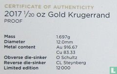 Zuid-Afrika 1/20 krugerrand 2017 (PROOF) "50th anniversary of the krugerrand" - Afbeelding 3