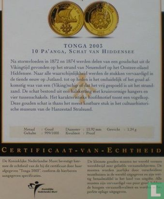 Tonga 10 pa'anga 2003 (PROOF) "Treasure of Hiddensee" - Image 3