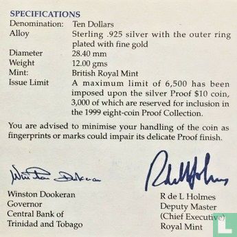 Trinidad en Tobago 10 dollars 1999 (PROOF) "35th anniversary of the Central Bank" - Afbeelding 3