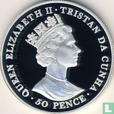 Tristan da Cunha 50 pence 2000 (PROOF - zilver) "100th Birthday of the Queen Mother" - Afbeelding 2