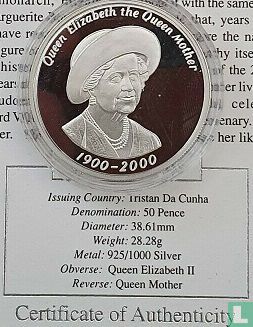 Tristan da Cunha 50 pence 2000 (PROOF - zilver) "100th Birthday of the Queen Mother" - Afbeelding 3