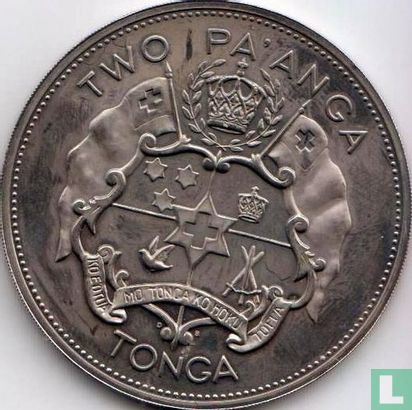Tonga 2 pa'anga 1967 (PROOF - with countermark) "Coronation of Taufa'ahau Tupou IV" - Image 2