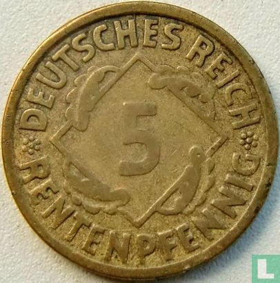 Duitse Rijk 5 rentenpfennig 1923 (G) - Afbeelding 2