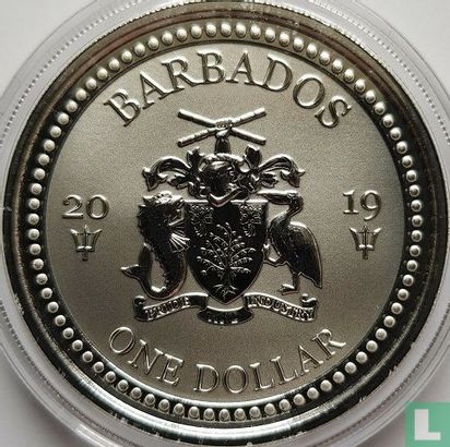 Barbados 1 dollar 2019 (colourless) "Lionfish" - Image 1