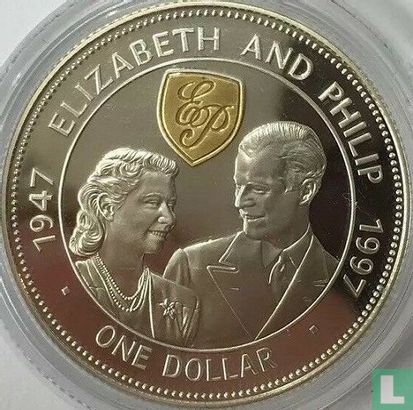 Barbados 1 dollar 1997 (PROOF) "50th Wedding anniversary of Queen Elizabeth II and Prince Philip" - Afbeelding 1