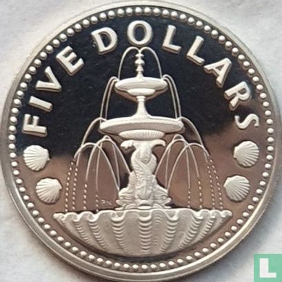 Barbados 5 dollars 1975 (PROOF) - Image 2