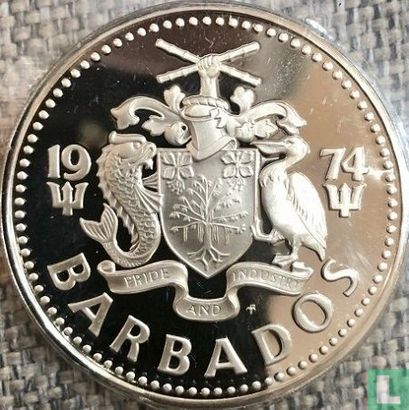 Barbados 5 dollars 1974 (PROOF) - Image 1