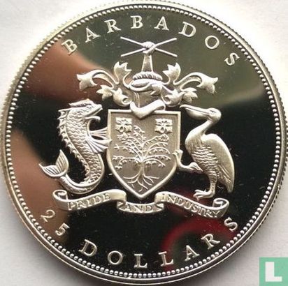 Barbados 25 dollars 1985 (PROOF) "Royal visit" - Image 2