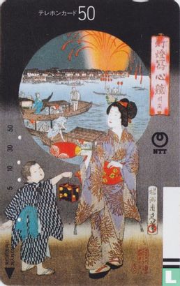 Old Painting of Tokyo Fireworks - Image 1