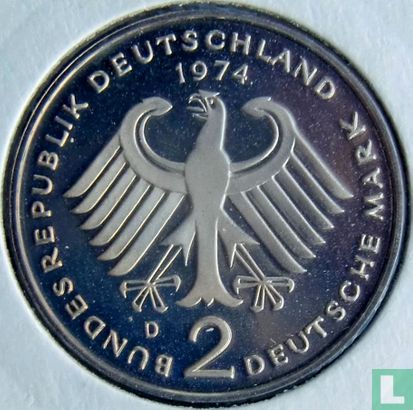 Duitsland 2 mark 1974 (D - Theodor Heuss) - Afbeelding 1