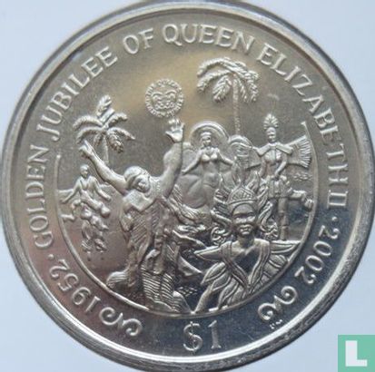 Britse Maagdeneilanden 1 dollar 2002 "50th anniversary Accession of Queen Elizabeth II - Carnival dancers" - Afbeelding 2
