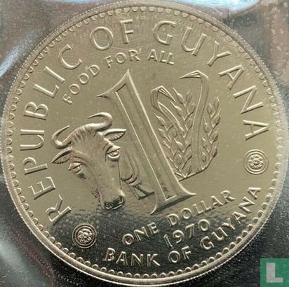 Guyana 1 dollar 1970 (BE) "FAO - Food for all - Proclamation of Republic" - Image 1
