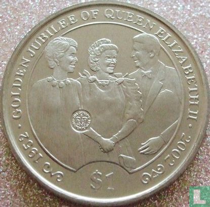 Britse Maagdeneilanden 1 dollar 2002 "50th anniversary Accession of Queen Elizabeth II - Queen with Ronald and Nancy Reagan" - Afbeelding 2