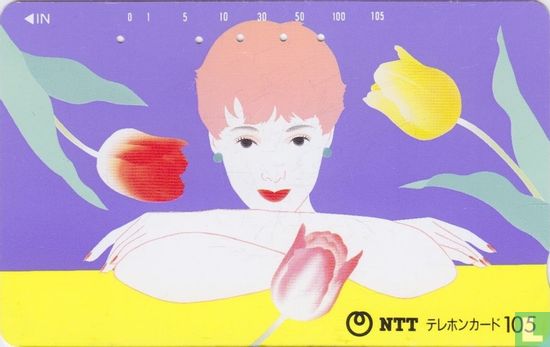 Woman and Tulips - Afbeelding 1