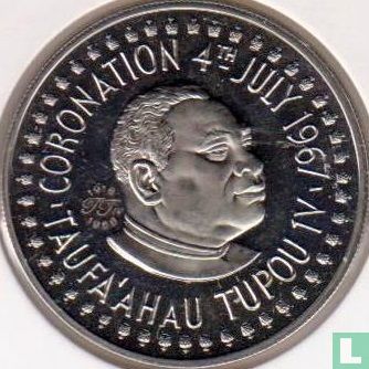 Tonga 20 seniti 1967 (BE - avec contremarque) "Coronation of Taufa'ahau Tupou IV" - Image 1