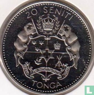 Tonga 20 seniti 1967 (BE - avec contremarque) "Coronation of Taufa'ahau Tupou IV" - Image 2