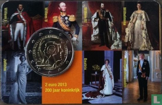 Nederland 2 euro 2013 (coincard - Nederlandse vlag) "200 years Kingdom of the Netherlands" - Afbeelding 1