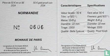 Frankreich 50 Euro 2014 (PP - Gold) "Normandie" - Bild 3
