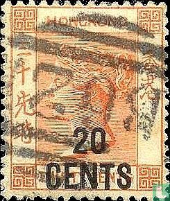 Koningin Victoria met opdruk 20 cents
