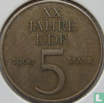 GDR 5 mark 1969 (nickel-bronze) "20th anniversary Founding of the GDR" - Image 1