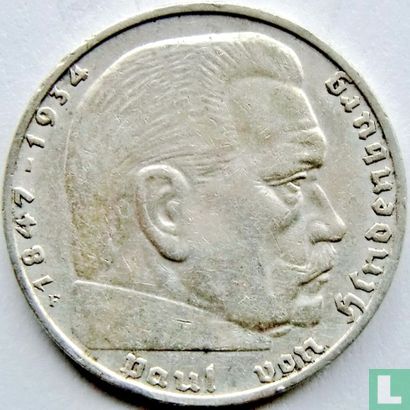Empire allemand 2 reichsmark 1937 (F) - Image 2