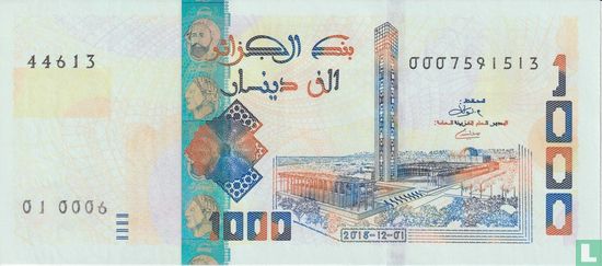 Algerije 1000 Dinars (Mohamed Loukal & Salah Eddine Taleb) - Afbeelding 1