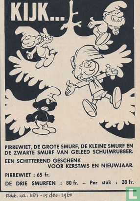 Kijk... Pirrewiet, de Grote Smurf, de Kleine Smurf en de Zwarte Smurf van geleed schuimrubber