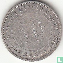 Straits Settlements 10 cents 1889 - Image 1