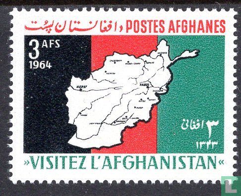 Kaart en vlag van Afghanistan