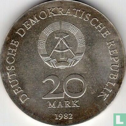 DDR 20 mark 1982 "125th anniversary Birth of Clara - Afbeelding 1