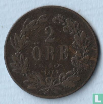 Zweden 2 öre 1857 (korte baard) - Afbeelding 1