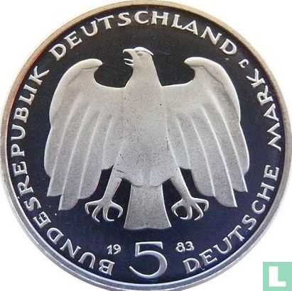 Duitsland 5 mark 1983 (PROOF) "100th anniversary Death of Karl Marx" - Afbeelding 1