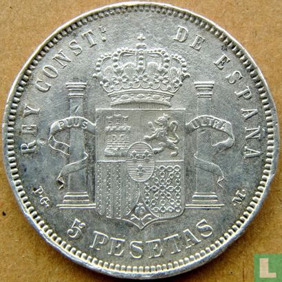 Spanien 5 Peseta 1891 - Bild 2