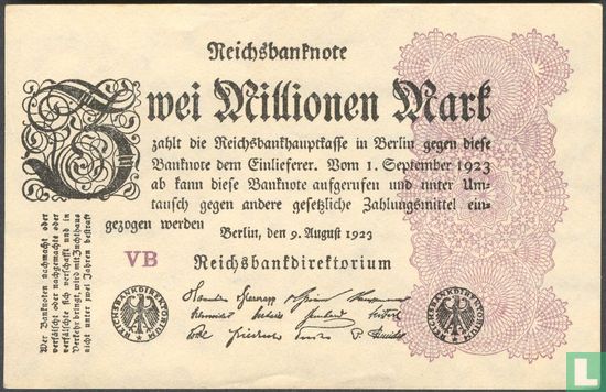 Germany 2 Million Mark 1923 (P.104a - Ros.103a) - Image 1
