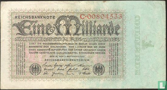 Germany 1 Billion Mark (P.114 (1) - Ros.111a) - Image 1