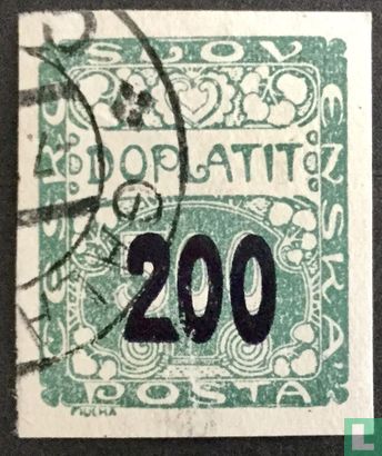 Postage due stamp with digit overprint