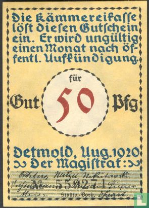Detmold, Stadt - 50 Pfennig 1920 (1f)  - Afbeelding 1