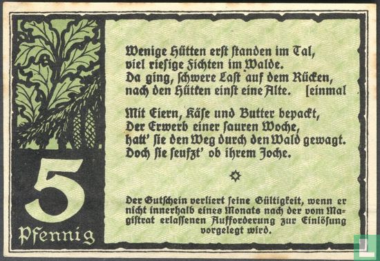 Benneckenstein, Stadt - 5 Pfennig 1921 - Afbeelding 2